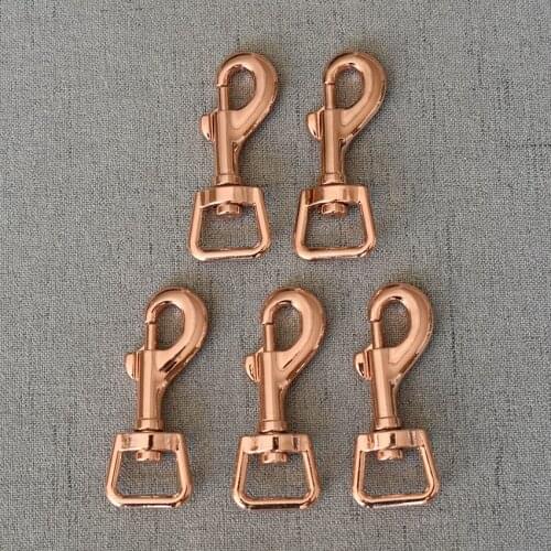 50 Pieces Rose Gold 15mm Safety Strong Hooks Clips Shape Carabiner Alloy Buckle Key Chain Gift Practical Key Ring Safe Clasps
