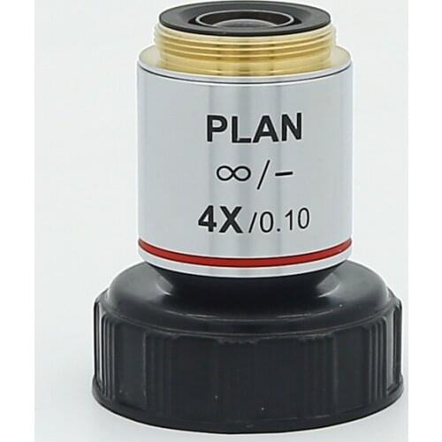 4X L=195 Infinity Plan Achromatic Objective Lens 4X/0.10 for Educational Lab Medical Bio-Microscope Biological Microscope 20.2mm