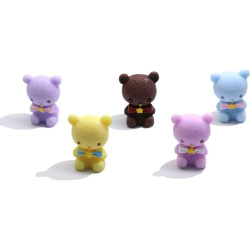 Cartoon Bear Bowknot Resin Cabochon Kawaii Decoration Craft DIY Scrapbooking Hair Bows Center Accessories Embellishement Craft