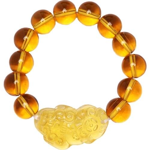 Fengshui Gold Color Transparent Crystal Pixiu Bracelet For Women Men Protection Wealth Luck Belief Brave Bracelet Jewelry Cool