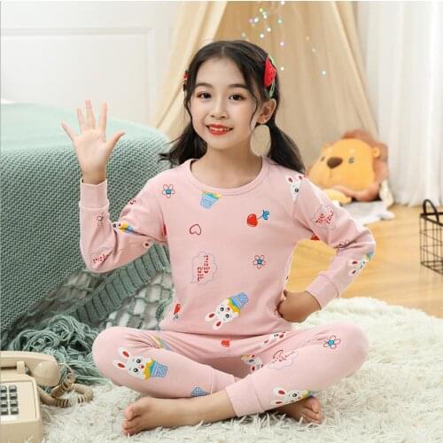 Kids Pajamas Sets New Autumn Winter Baby Boys Clothes Casual Pijamas Suit Girls Cartoon Long Sleeve T-Shirt+Pants 2Pcs 2-13Y