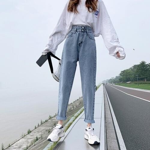 Sutimine Fashion High Waist Jeans for Girls Vintage Streetwear Women Jeans Oversize Pants Women Denim Pants Trousers for Female