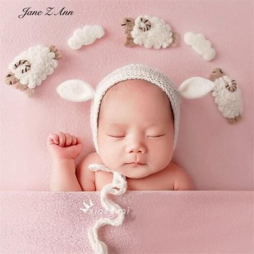 Jane Z Ann Wool felt good night newborn children photography props sleeping sheep clouds matching combination