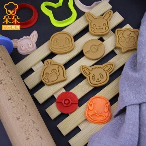 TAKARA TOMY Small Cartoon PokEmon Pikachu Cookie Mold Household Baking Tool 3D Three-dimensional Pressing Cookie Pressing Mold