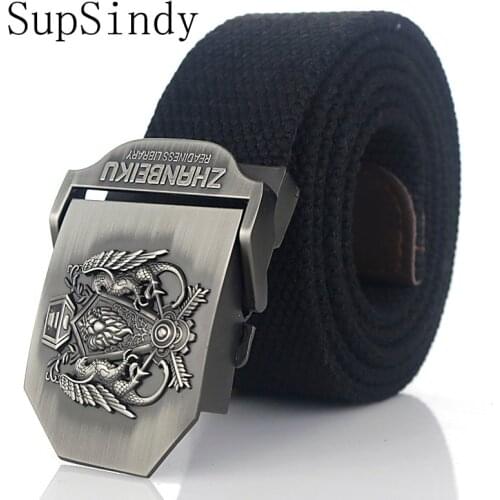SupSindy canvas belt Alloy buckle Top quality military fans tactical canvas belt For Men strap Casual belts for women Army green