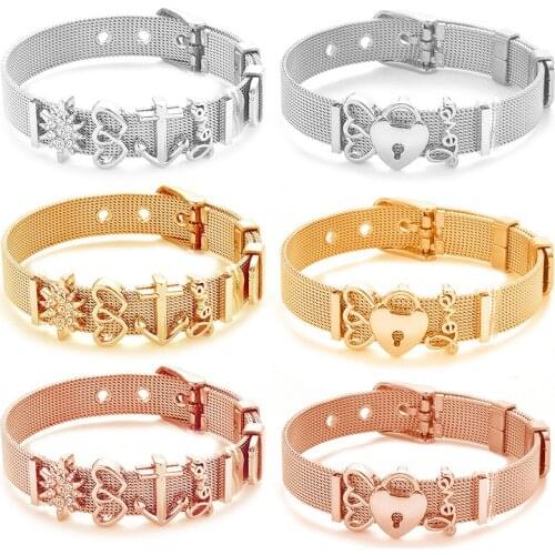 2020 Hot European Fashion Jewelry Colorful Mesh Bracelet Set with Charms Fine Bracelet Bangle for Women men Gift