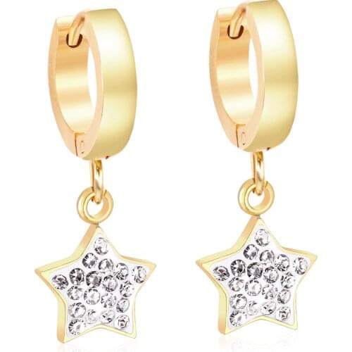LUXUKISSKIDS Clay CZ 2020 Star Drop Earring Sets Stainless Steel Gold Korean Dangle Earrings Set For Women Fashion Jewelry