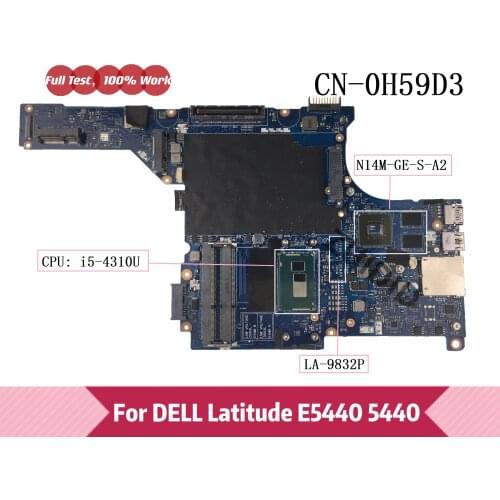 VAW30 LA-9832P For Dell Inspiron E5440 5440 Laptop Motherboard CN-0H59D3 0H59D3 H59D3 With i5-4310U N14M-GE-S-A2 100%Tested OK