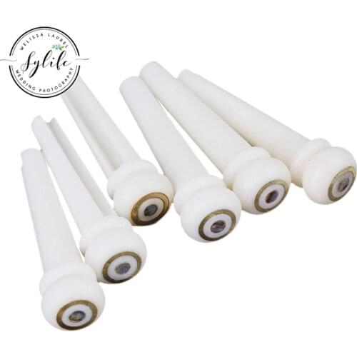 Set of 6White Bone Bridge Pin Peg Endpin Colorful Pearl Dot for Acoustic Guitar