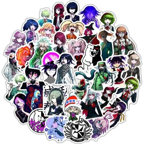 50pcs Pack Game Danganronpa Anime Stickers Waterproof DIY Stationery Skateboard Laptop Car Motorcycle Cool Cartoon Decal Sticker