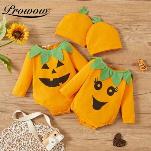 Prowow 2021 Newest Baby Halloween Costume Pumpkin Grimace Baby Girls Bobysuits Cosplay Costume For Kids Festival Babys Rompers