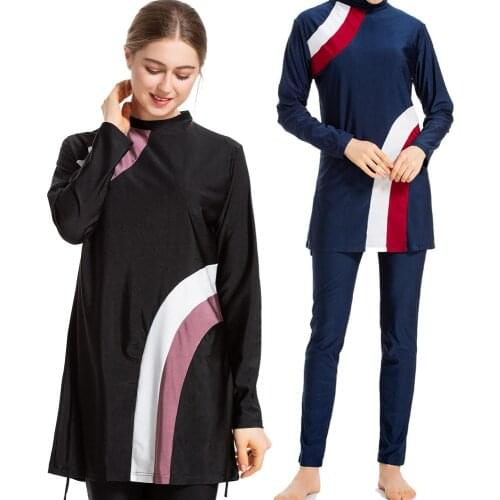 New Color-blocking Mu Dongslin Split Swimsuit Three-piece Female Conservative Swimsuit