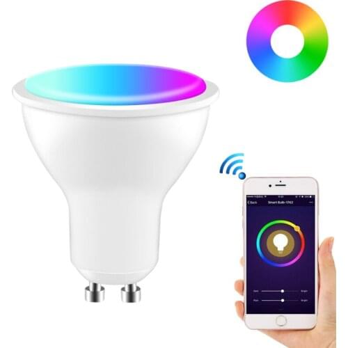New Wifi Smart Gu10 LED Light Bulb Spotlight 220-240 4W RGB+CCT Voice Control Work With Alexa Google Home Kitchen Bedroom Lamp