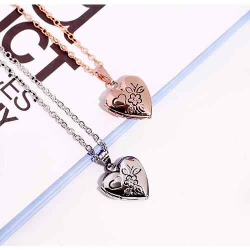Openable Floating Locket Pendant Necklace Photo Frame Jewelry For Women Couple Heart Gift YT-N311