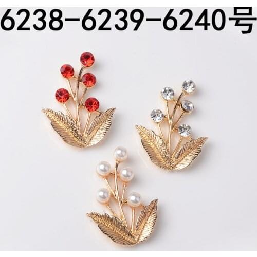 50pcs 25*34mm Gold Color Alloy Material Pearl Crystal Leaf Branch Charm Crystal pendant For DIY Wedding Handmade Jewelry Making