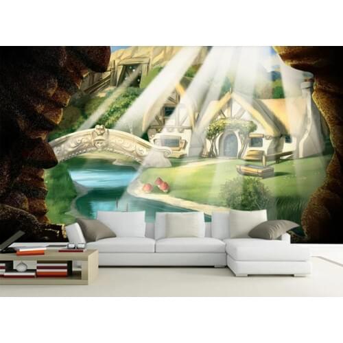 Custom Any Size Murals Wallpaper 3D Cave stone wall cartoon forest Living Room children Bedroom Backdrop Wall