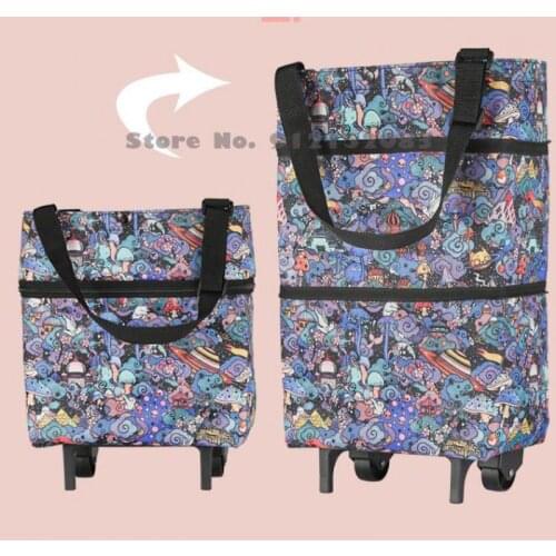 Grocery Shopping Cart Small Cart Shopping Trolley Cart Folding Portable Household Supermarket Shopping Bag Trailer Elderly Groce