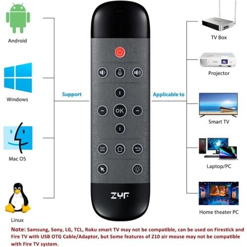 ZYF Z10 2.4G Backlit Air Voice Remote Control with Wireless Keyboard Touchpad, Anti-Lost Function, for Android TV Box, Smart TV