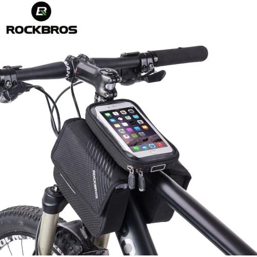 ROCKBROS Cycling 6.0'' Bike Frame Bag Bicycle Top Tube Pouch Bag Touch Screen Waterproof Phone Holder Big Capacity Frame Bag