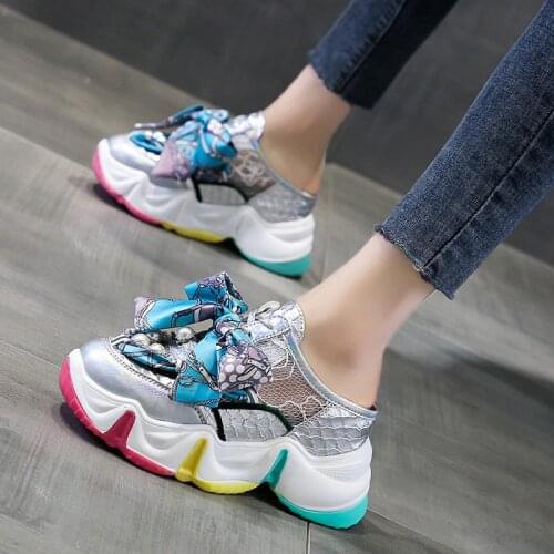 Summer Women Slippers 2021 Thick Sole Dad Shoes Casual High Platform Shoes Comfortable Leisure Cutout Sandal Sneakers Woman 8CM