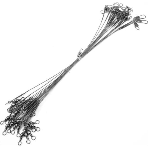 10pcs/bag Fishing Rope 20cm 30cm High Strength Steel Wire, with Stainless Steel Rotating Anti-bite Rope Fishing Rope Accessories