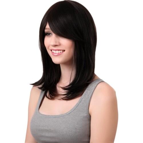 Full Lace Women Straight 100% Real Human Hair Wigs + Cap + Side