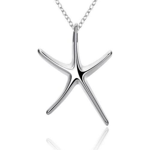 1PCS Silver colorcolor925 Fashion Star fish Necklace Pendant Necklace Wholesale Women Jewelry Necklace