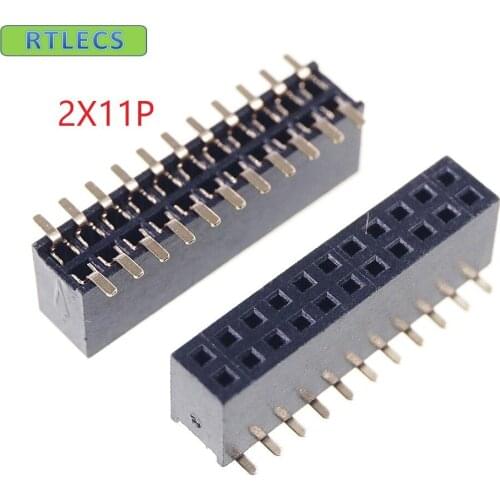 10pcs 2x11 positions 1.27 mm Pitch dual row SMT straight Surface Mount PCB RoHs Lead Free Female Pin Header 22 Pin Receptacle
