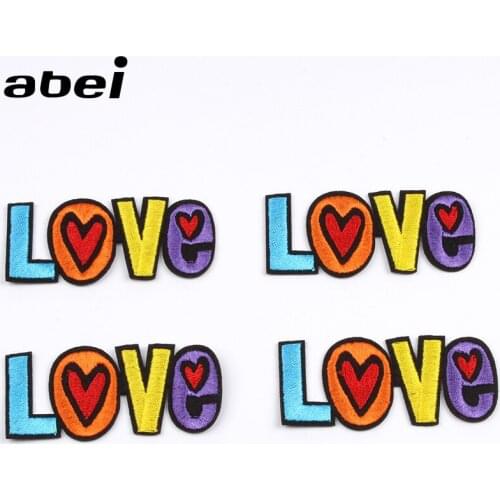 10pcs/lot Embroidered Love Patch Iron On Cartoon Stickers Sewing Clothing Badge DIY Appliques for Bags Coats Jeans Shoes