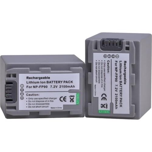 2Pack NP FP90 NP-FP90 FP90 Battery for Sony HDR-HC3 DCR-DVD905 DCR-HC85 DCR-SR100 2100mAh