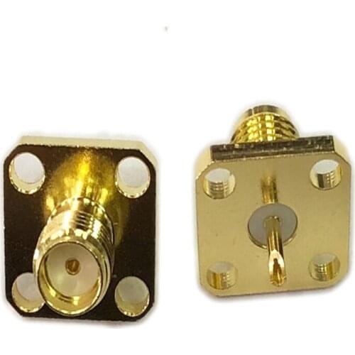 20pcs Connector SMA Female 4 Hole Flange Chassis Panel Mount RF Coaxial Adapter