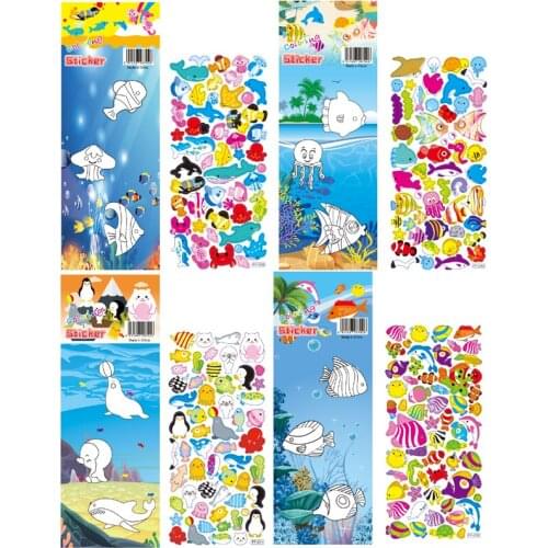4 Sheets Marine Fish Sea Whale Shark Scrapbooking Luggage Laptop Bubble Stickers Reward Kid Children Toys