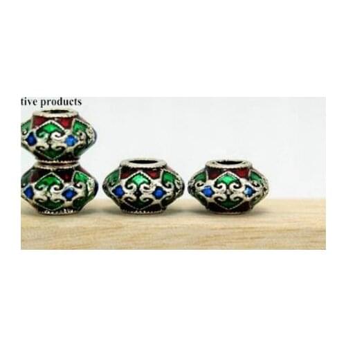 5pcs/lot Tibetan silver Dripping oil spacer big hole Loose Spacer Beads for DIY Jewelry Making bracelet df3fd