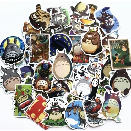 50pcs/lot New Cute Cartoon Totoro Suitcase Trolley Case Sticker Skateboard Laptop Graffiti Sticker Car Sticker