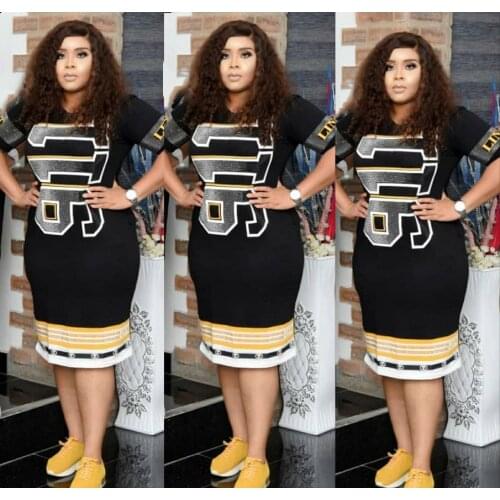 African Dresses For Women 2021 Summer African Clothes Africa T-shirt Midi Dress Print Dashiki Ladies Clothing Ankara Plus Size