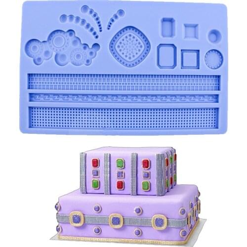 Diamond Pearl Lace Cake Border Molds 3D Flower Sugar Craft Fondant Cake Decorating Tool Gumpaste Chocolate Forms Bakeware