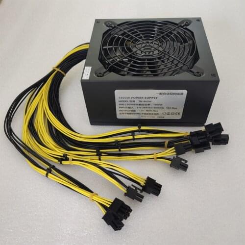 AC176~264V Mute Power Supply PSU for 1800W Gold Power Support 8 Graphics Cards