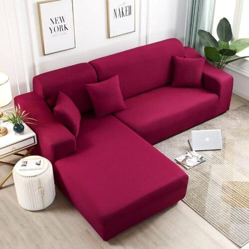 New Solid Color Stretch Sofa Cover for Living Room Elastic Slipcovers Couch Cover L Shape Armchair Cover 1/2/3/4 Seat 2021 F8561