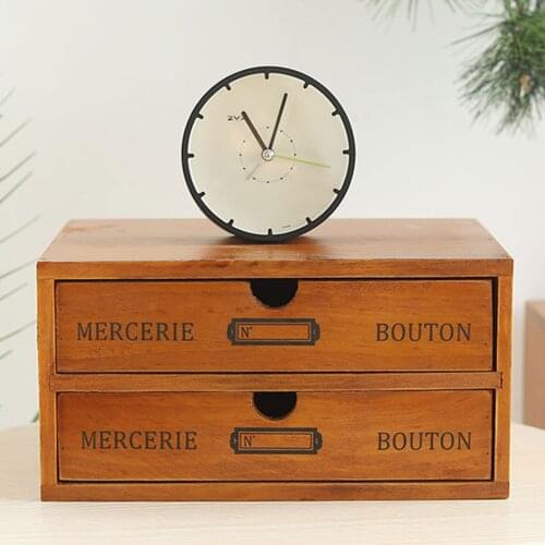 Wooden Drawer Storage Vintage Style Jewellery Box Office Desk Finishing Tool