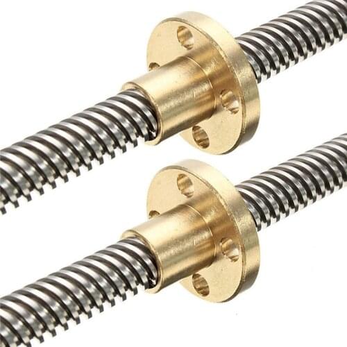 3D Printer Parts T8 Lead Screw OD 8mm Pitch 2mm 350mm 400mm 500mm with Brass Nut for Stepper Motor Threaded Rod Stainless Lead