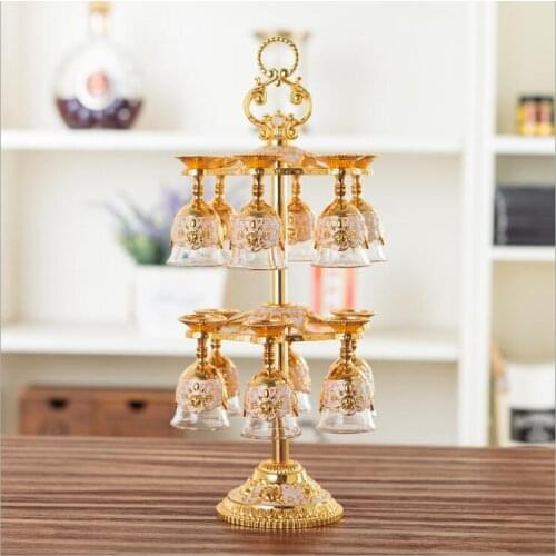 European 12pcs/set decorative metal wine cups drink glass set wine glass set wisky glass for bar set JB006