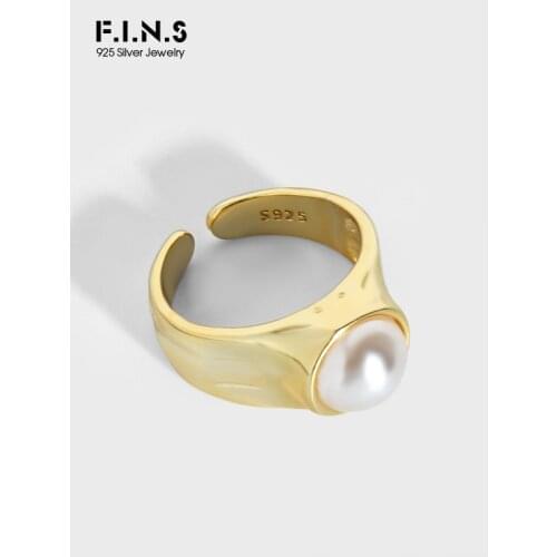F.I.N.S Elegant INS Design Matte Pearl S925 Sterling Silver Ring Female Wedding Engagement Fine Finger Rings for Women Gifts