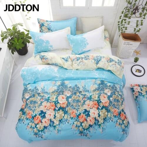 JDDTON 2020 New Delicate Blue Floral Style Bedding Sets AB Side 4pcs Bed Linen Duvet Cover Set Bed Sheet Pillowcase Cover BE097