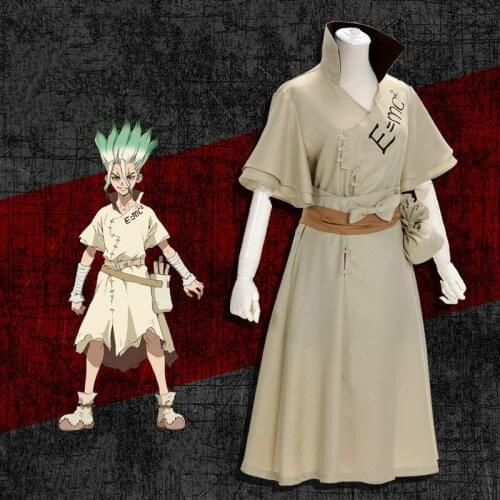 Anime Dr. Stone Senku Ishigami Cosplay Costume for Man Male Long Cool Coat Adult Halloween Carnival Party