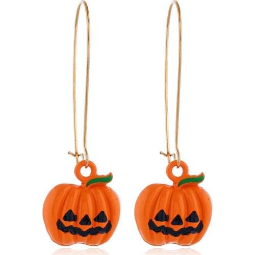 Creative funny new earrings cute cartoon candy smile personality pumpkin head simple temperament fun Halloween accessories