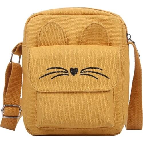 Fashion Lovely Cat Canvas Small Square Bag Women Shoulder Bags Famous Design Corssbody bag Female Messenger Bag Ladies HandBags
