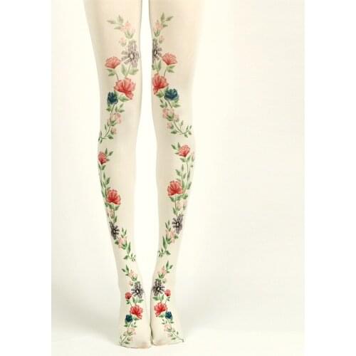 Fashion Sexy Designs Big Flower Pattern Digital Print Plants Tights Womens Pantyhose Ladies Thick Soft Stockings