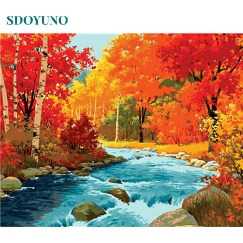 SDOYUNO Paint By Numbers Autumn Scenery DIY 40x50cm Oil Painting By Numbers On Canvas Frameless Digital Hand Painting Home Decor