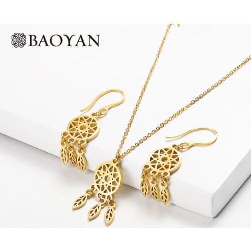 Baoyan Unique Star Leaf Jewelry Set Fashion Ladies Women Jewelry Sets Gold Silver Plating Stainless Steel Jewelry Sets For Women