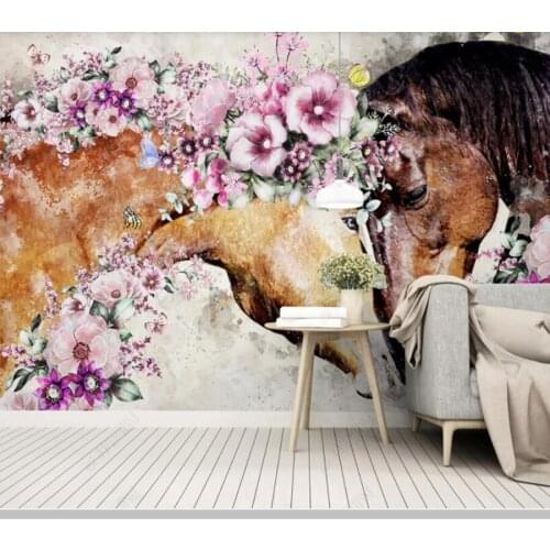 Papel de parede Modern romantic creative flower love horse 3d wallpaper mural,living room tv wall bedroom wall papers home decor